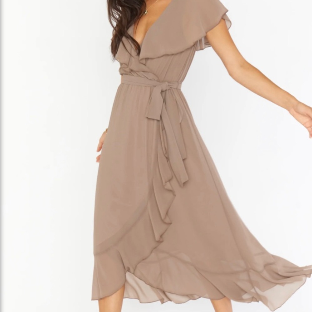 Jess Ruffle Midi Dress - Dune - Medium